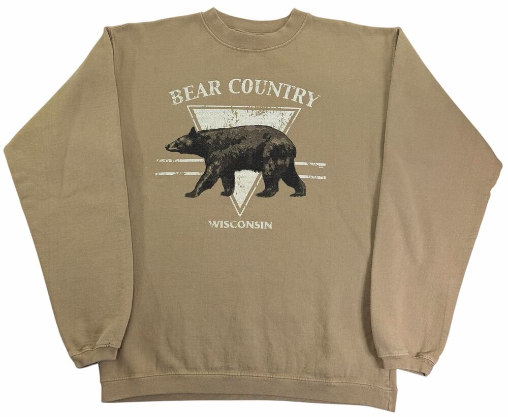 Vintage 90s Bear Country Wisconsin Crewneck Men's Small Brown Outdoor Sweatshirt